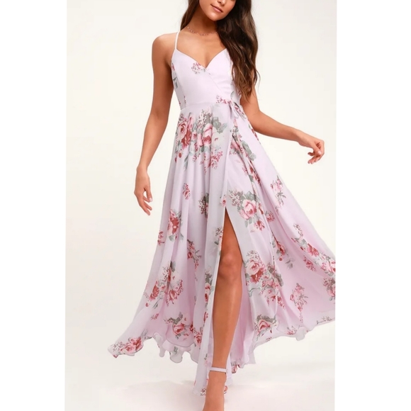 Lulus Dresses & Skirts - Lulus Lilac floral print wrap maxi dress